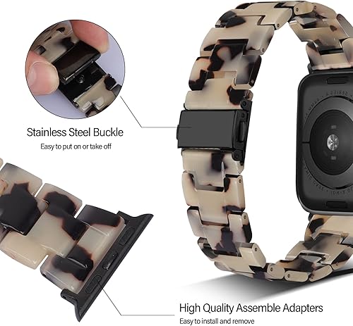 Miniatura 2 de HOPO Compatible With Apple Watch Band 38mm 40mm 41mm 42mm 44mm 45mm 49mm Thin Light Resin Strap Bracelet With Stainless Steel Buckle Replacement For