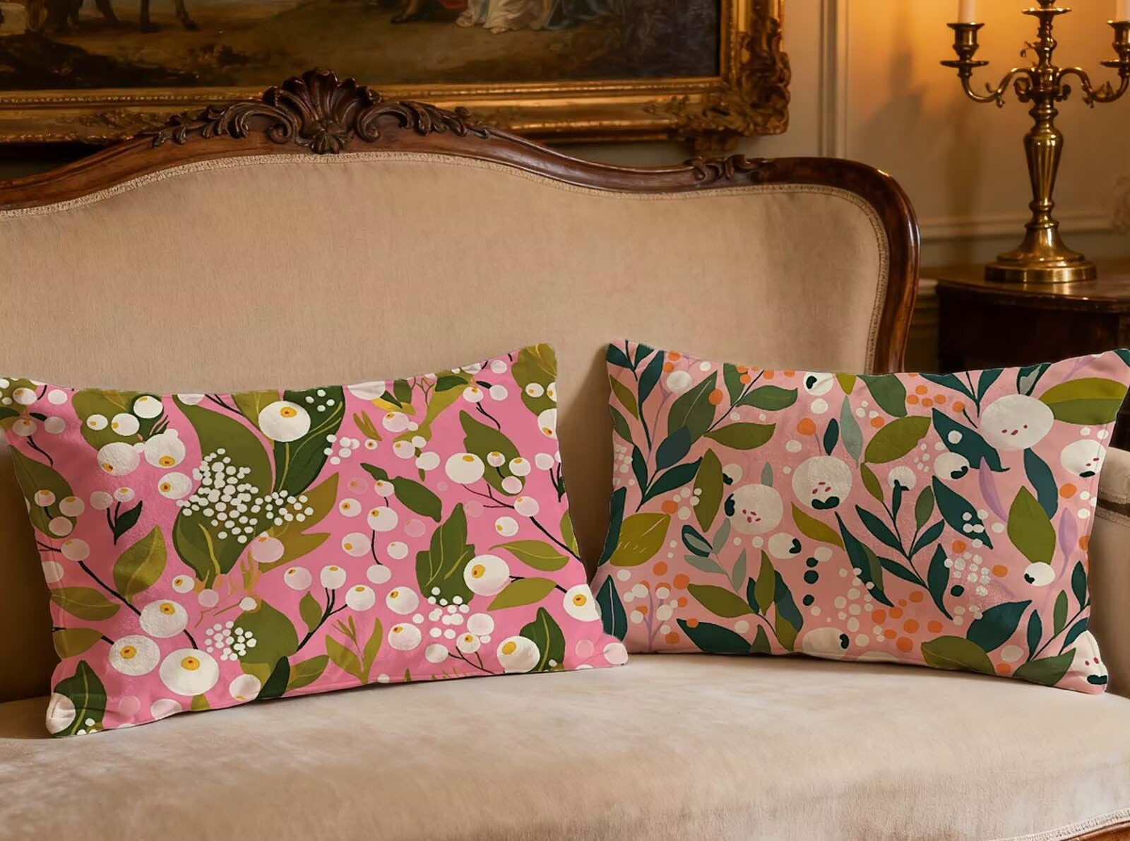 Housse de coussin rose 80x100cm lot de 2 taie oreiller rectangulaire