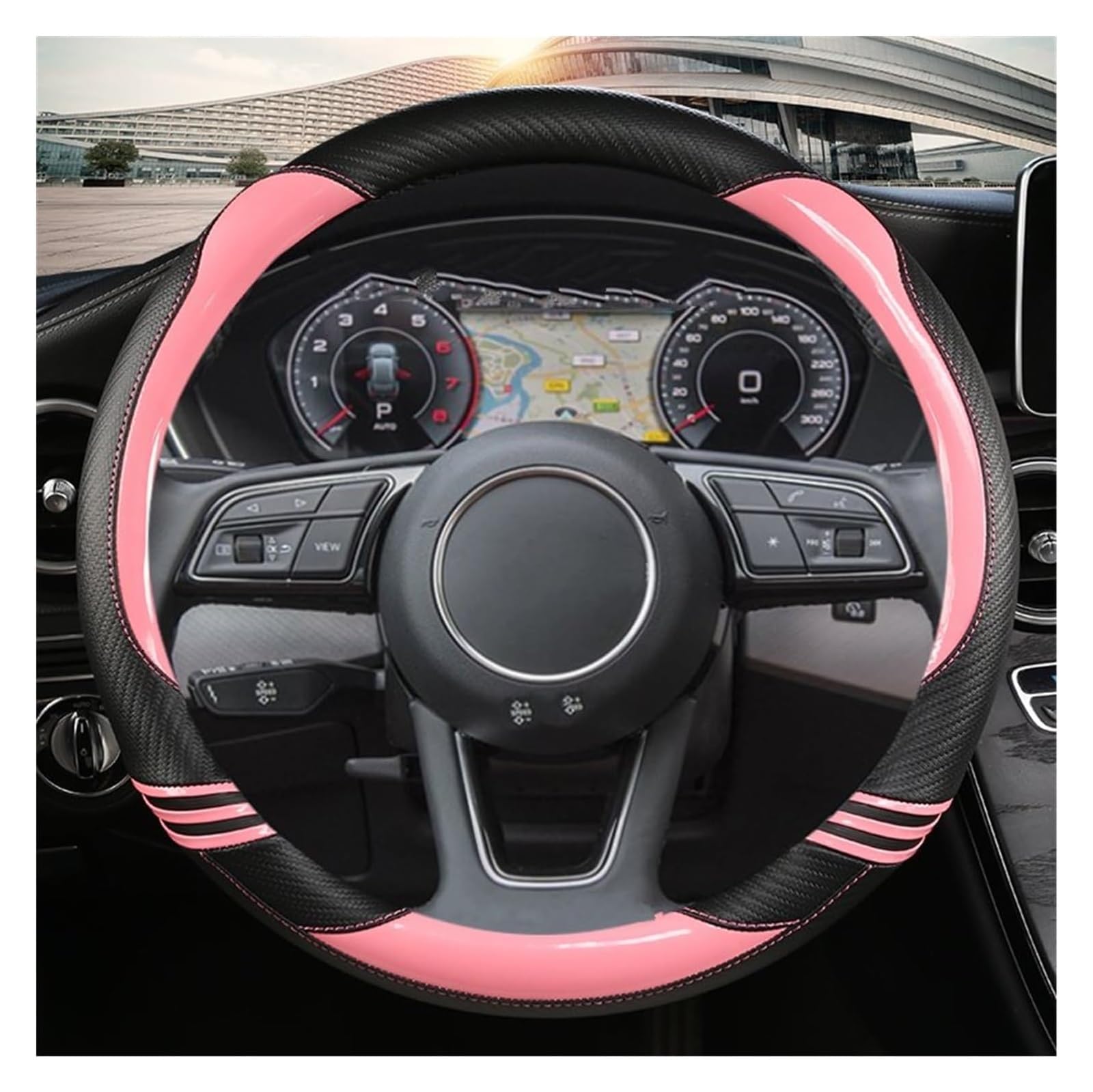 Funda Protectora para Volante de Coche A1 A3 A4 A5 A6 A7 A8 Q2 Q3 Q5 Q7 Q8 S4 S3 S5 S6 S8 Accesorios para Coche Funda para Volante de Coche 38cm