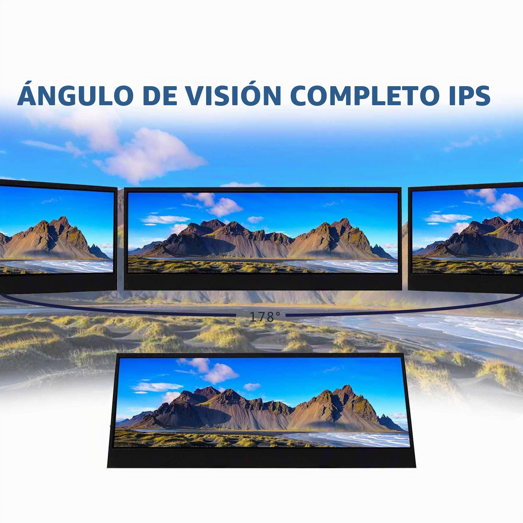 VSDISPLAY Monitor táctil portátil, Pantalla de Barra Estirada IPS 4K de 14 Pulgadas | Entrada de video USB C H/D, altavoces duales, para carcasa de PC, pantalla de estudio de música, panel de publicidad