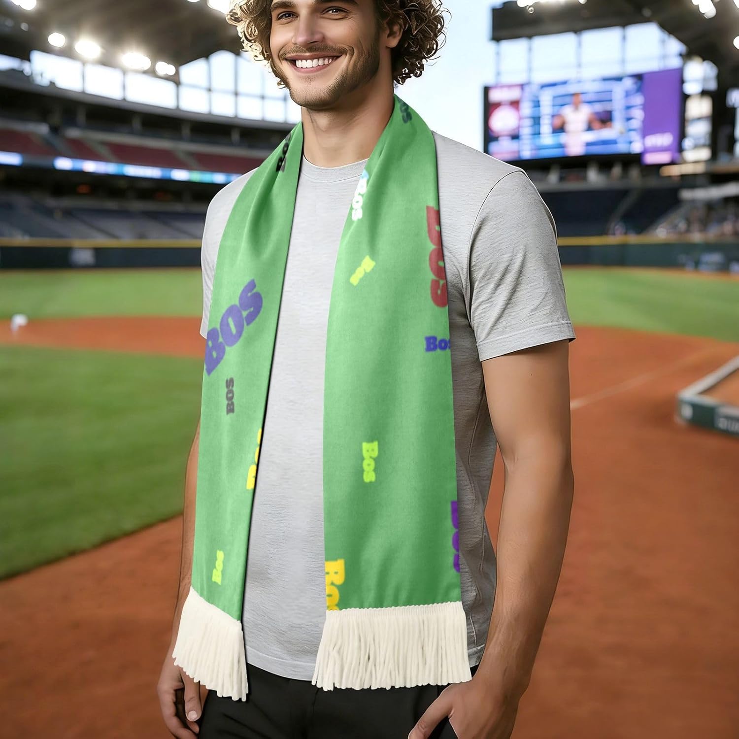CHIFIGNO Boston Polyester Soccer Fan Scarf, Soft Breathable Sweat Towel, Sports Event Supporter Accessories, Quick Dry