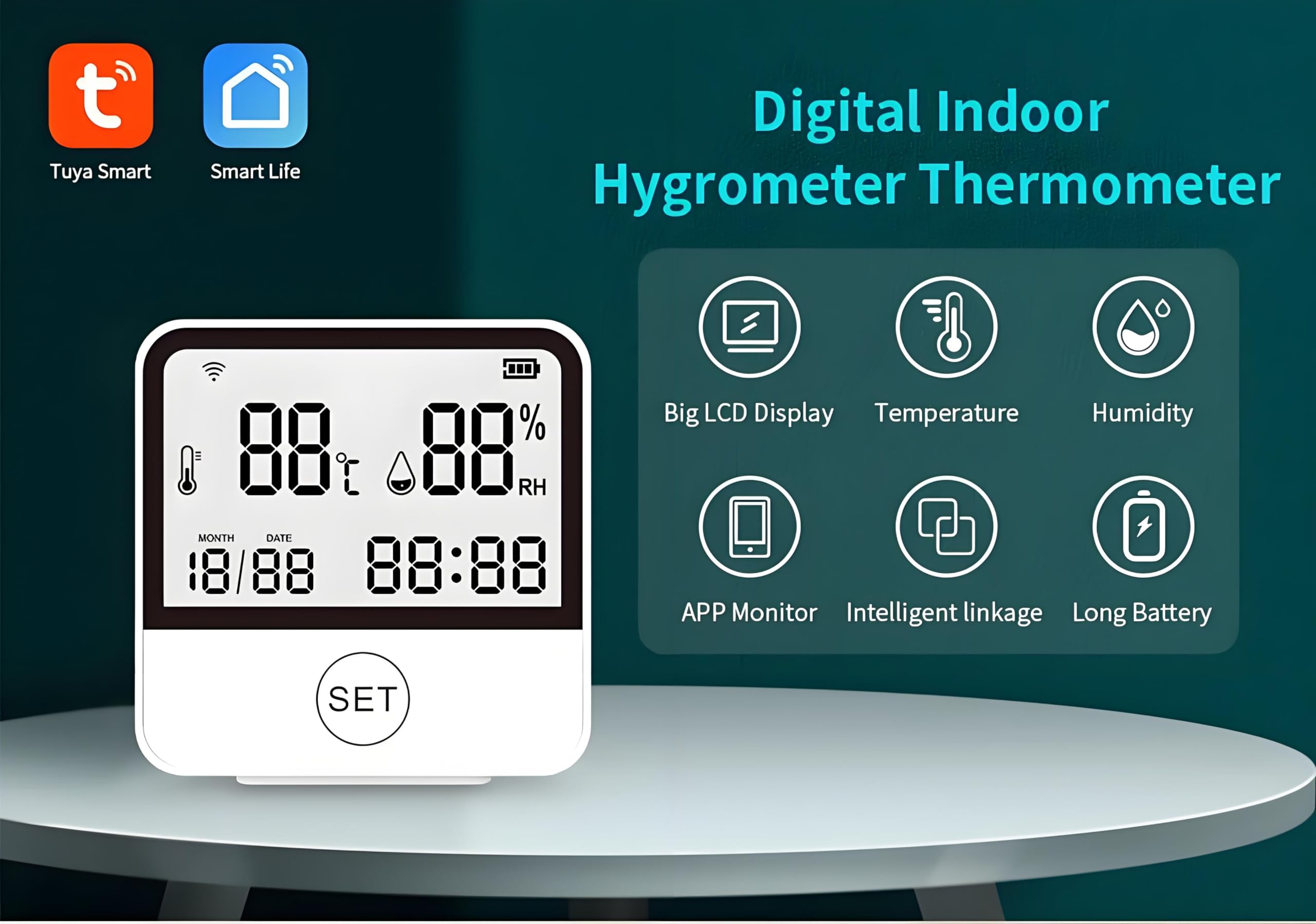 Lancoon Termometro Igrometro Digitale Interno/Esterno Con Sensore Wireless – LCD, Max/Min, Batteria – Per Casa, Ufficio, Serra