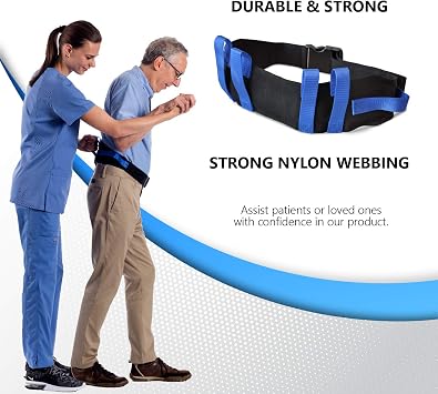 NYOrtho Gait Belt (275lbs) - Transfer Belt with 6 Heavy Handles -Lift Assist for Elderly and Patient Care - Gait Belts Transfer Belts for Seniors with Easy Fasten Buckle | Adjustable Size 28 to 55