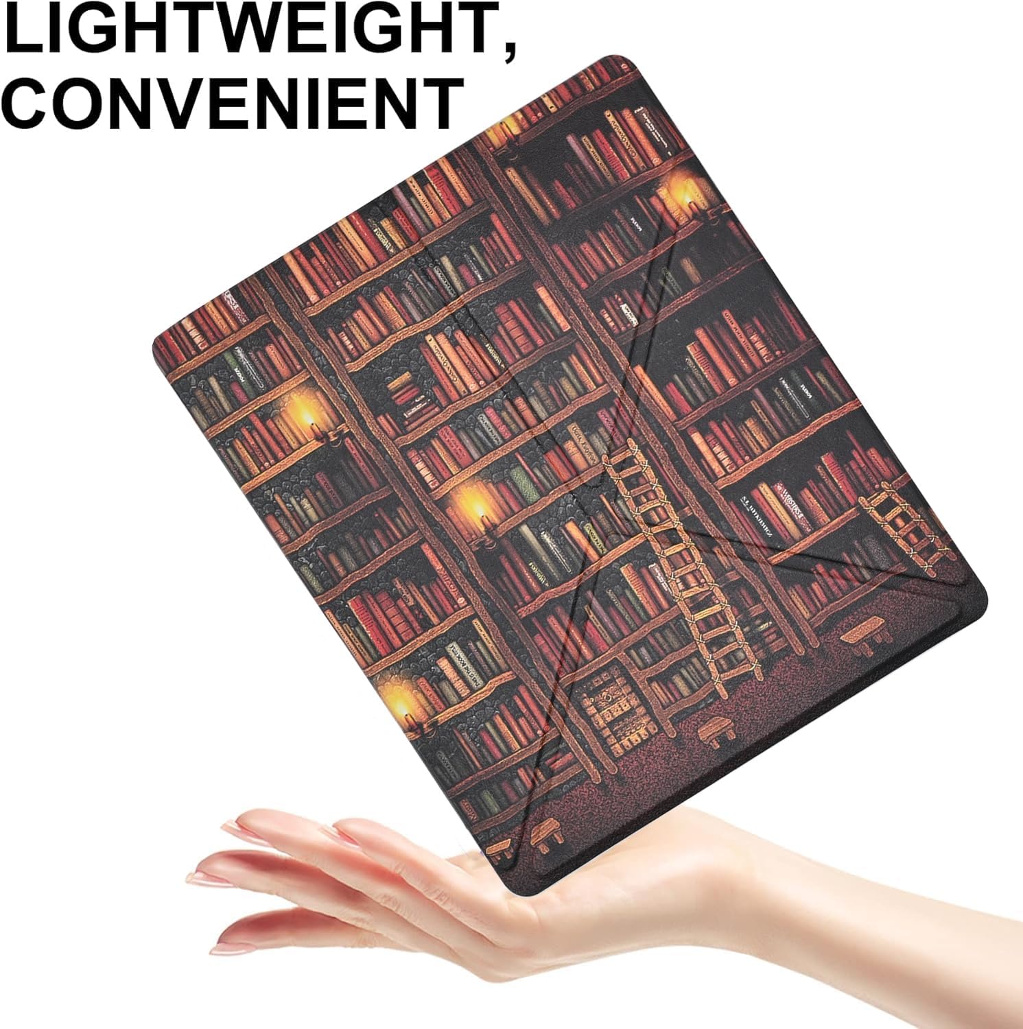 Case for Kindle Scribe (2024/2022 Released), Premium Lightweight PU Leather Multi-Viewing Stand Cover with Auto Sleep/Wake for 10.2 inch Amazon Kindle Scribe, Vintage Library Bookshelf