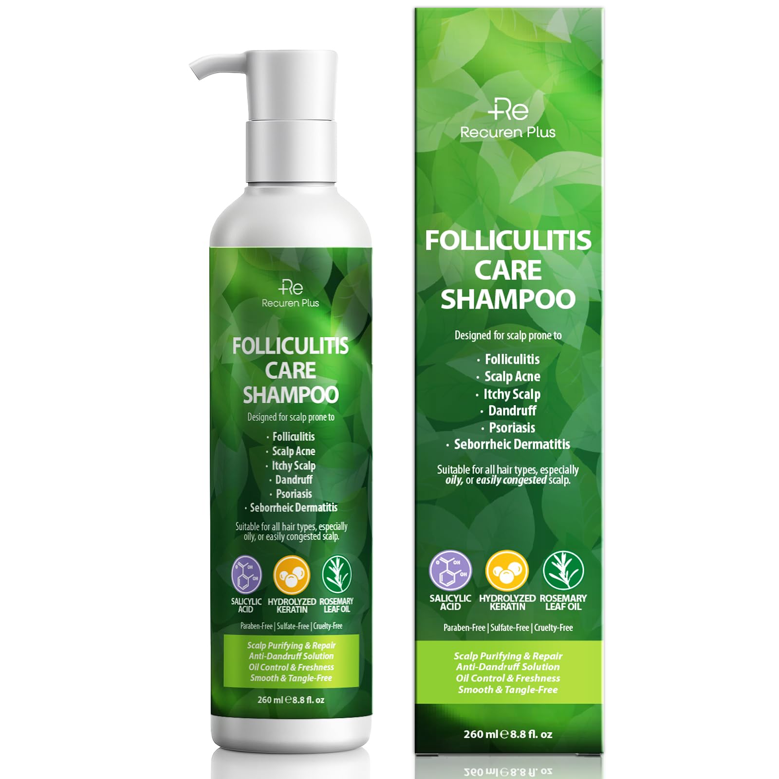 Folliculitis Treatment Scalp Psoriasis Shampoo: Scalp Cleanser for Seborrheic Dermatitis, Psoriasis, Acne, Dry & Itchy Scalp — Sulfate-Free