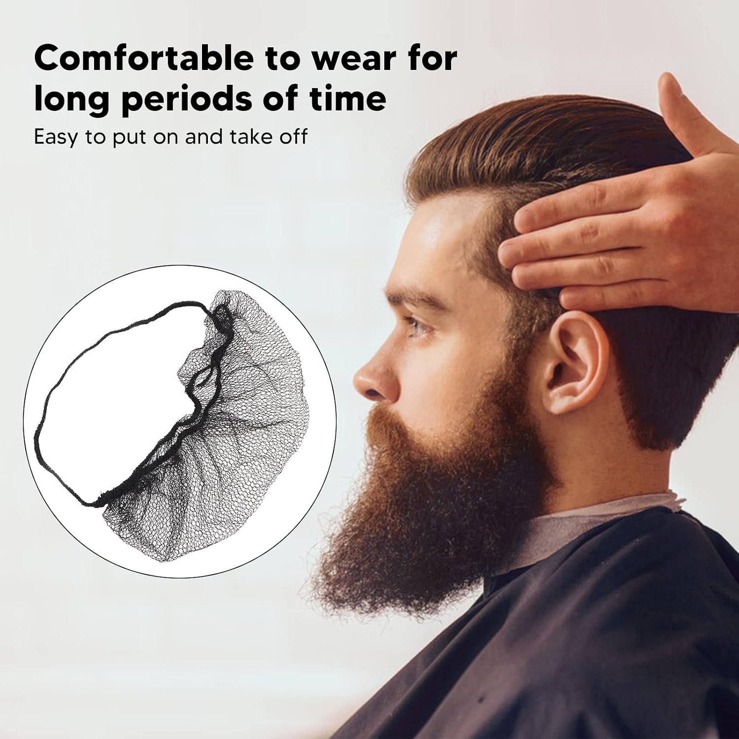 100pcs Disposable Beard Nets Elastic Nylon Breathable Latex Beard Protector Hair Net for Food Service
