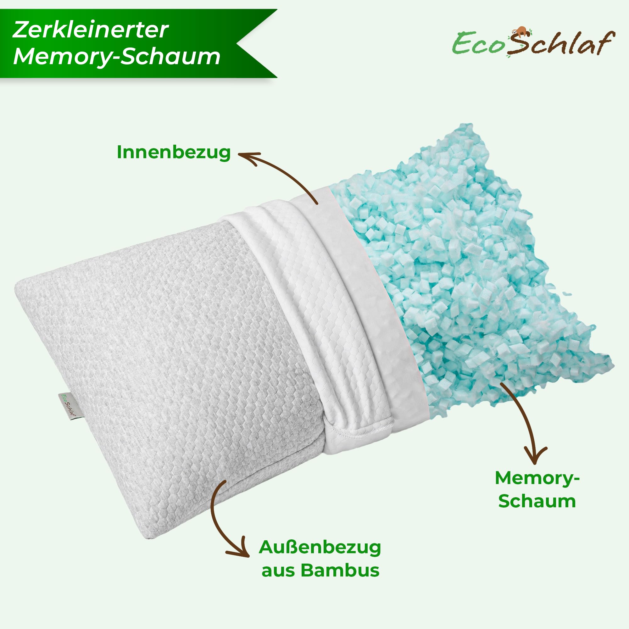 Airflow Ergonomisches Kopfkissen | Kissen aus Memory Foam (Grau) | Individuelles Seitenschläferkissen (für alle Schlaftypen) I Neck pillow gegen Nackenschmerzen I Orthopädisches Nackenkissen