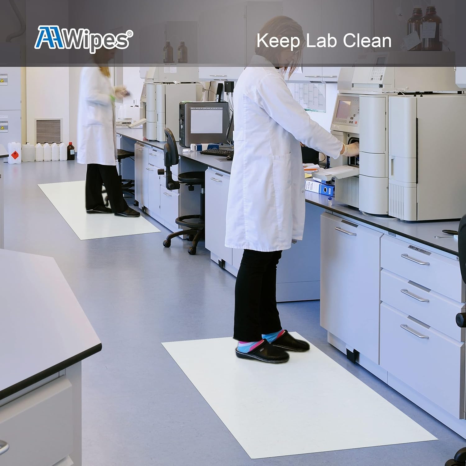 AAwipes Alfombrilla adhesiva de 18 x 36 pulgadas, 5 paquetes, 30 hojas/paquetes, 150 hojas en total de almohadillas adhesivas blancas para sala blanca, laboratorio, hospital, construcción, mascotas