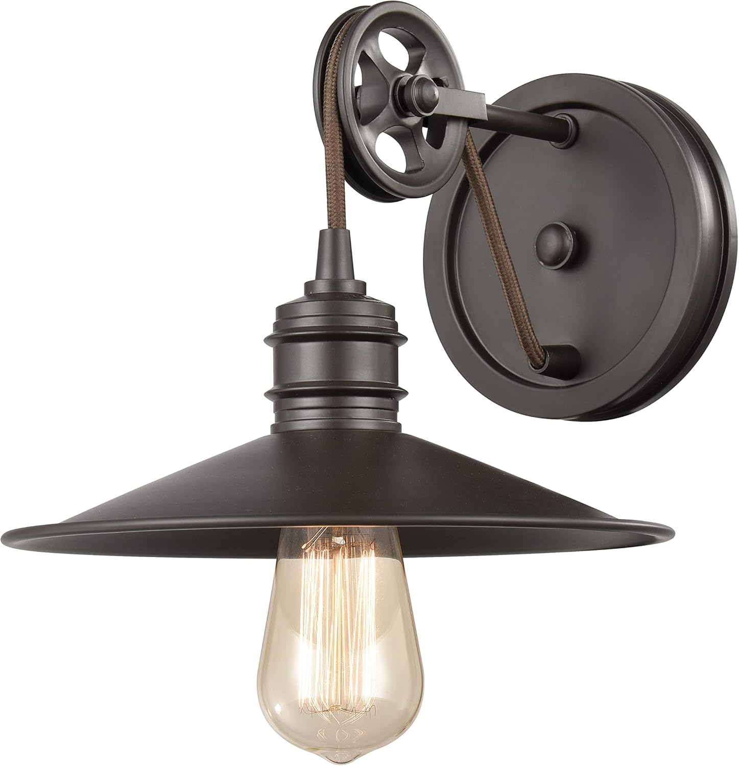 Elk Home Spindle Wheel Vanity Light - 1-Light in Oil Rubbed Bronze Finish, 9-Inch Wide, Transitional Style