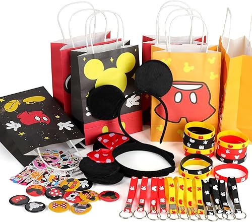 Miniatura 7 de Suministros de recuerdos de fiesta de cumpleaños de ratón regalos de decoración de fiesta de niños de dibujos animados incluyen 12 diademas, 12