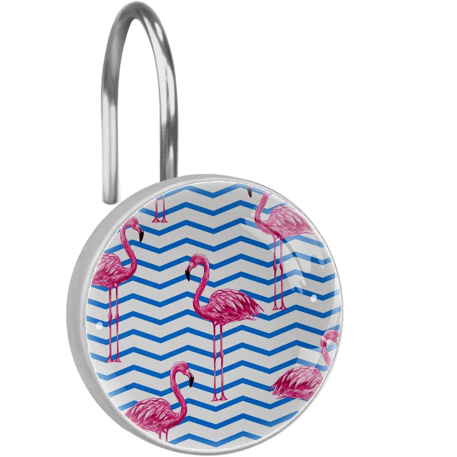 Crochet rideau de douche flamant rose anneaux double glissement tringle salle de bain