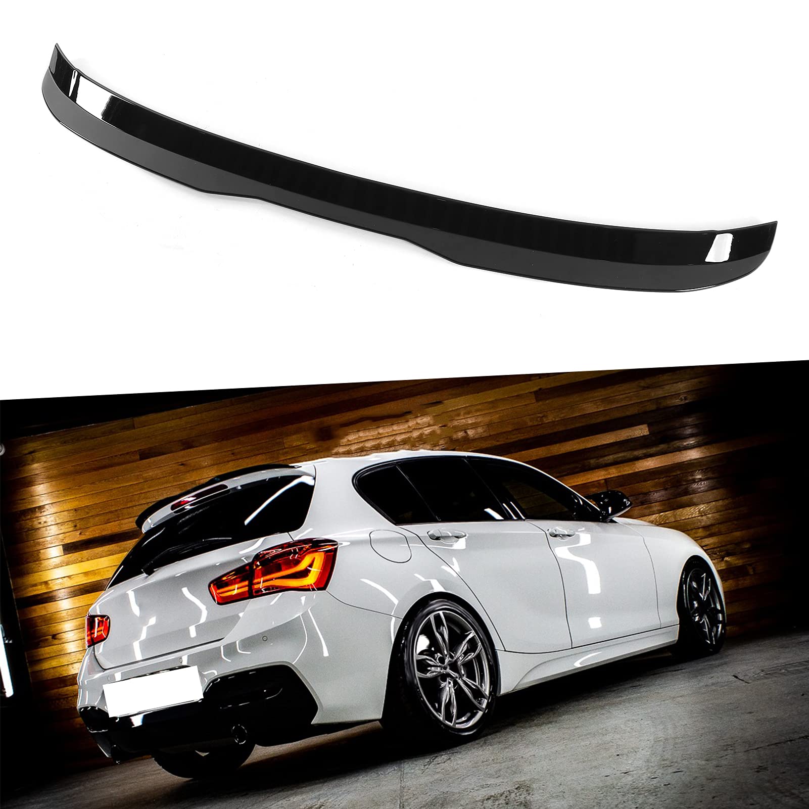 Spoiler Posteriore Nero Lucido ABS per Auto - Ala di Coda Modifica Sostituzione per Serie 1 F20 2011-2019