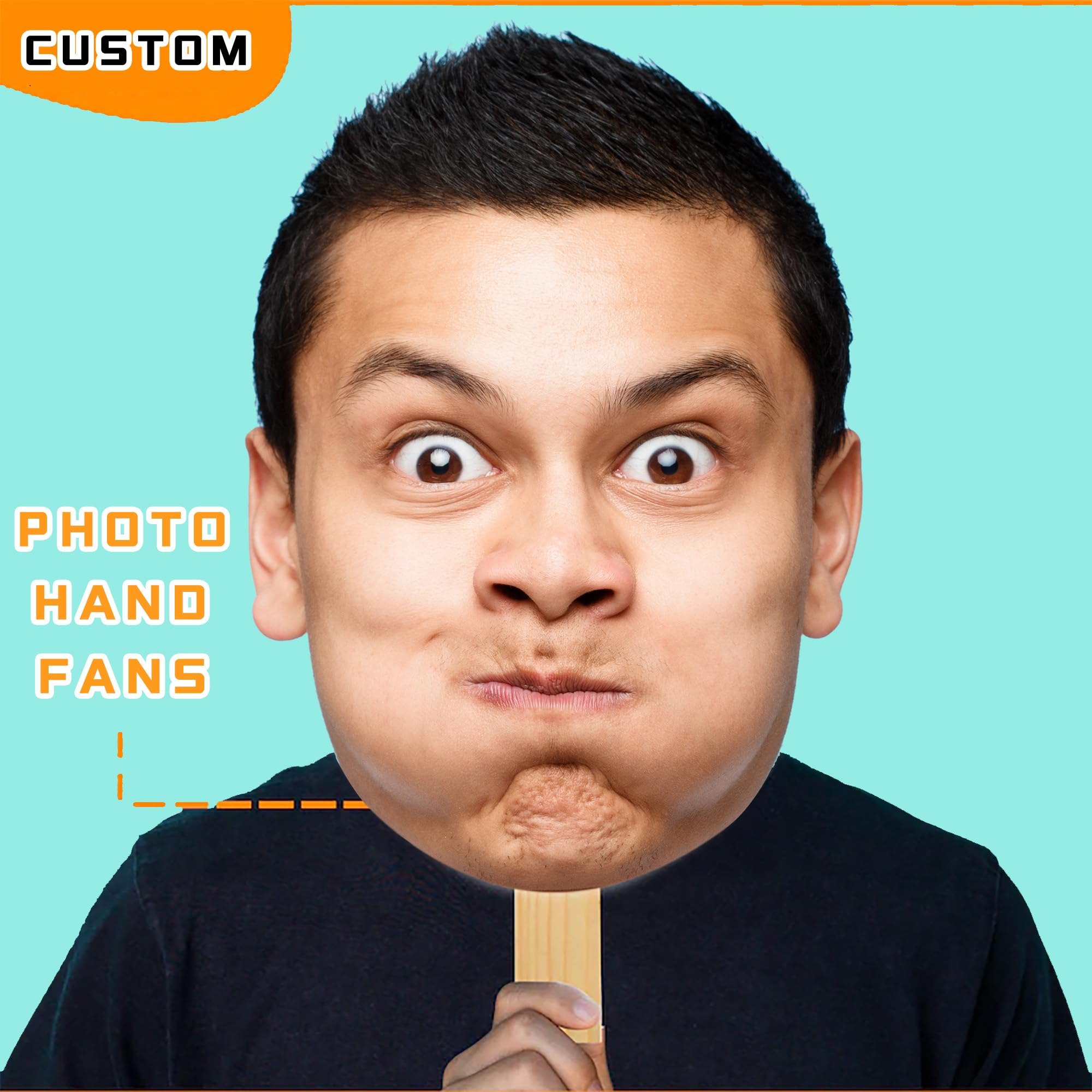 Custom Hand Fans with Wooden Handle Custom Big Head with Your Photo Personalized Hand Fans with Picture DIY Face Fans