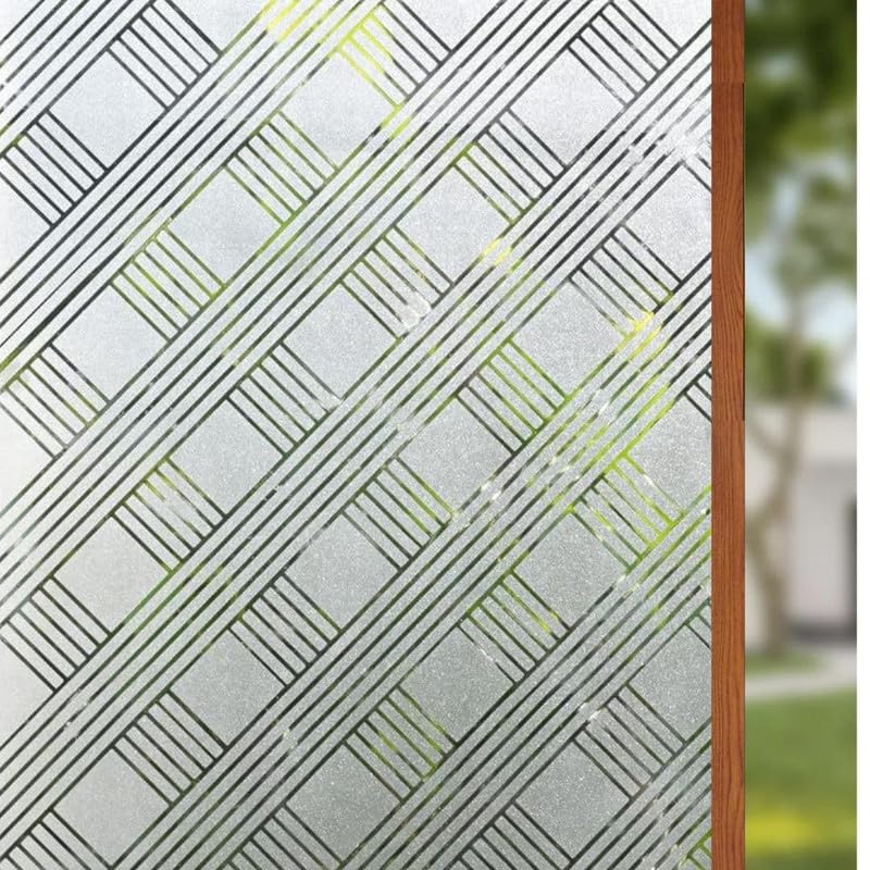 Image of Frosted Grid Window Glass Film for Privacy Sunlight- Frosted Grid 12 X 36 Inchs