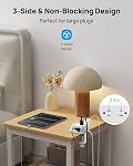 TROND Desk Clamp Power Bar Surge Protector with 3 USB Ports, Power Strip Charging Station with 5 Outlets, 6ft Slim Flat Plug Extension Cord Indoor, Fit 1.97" Tabletop Edge for Home Office Dorm, White