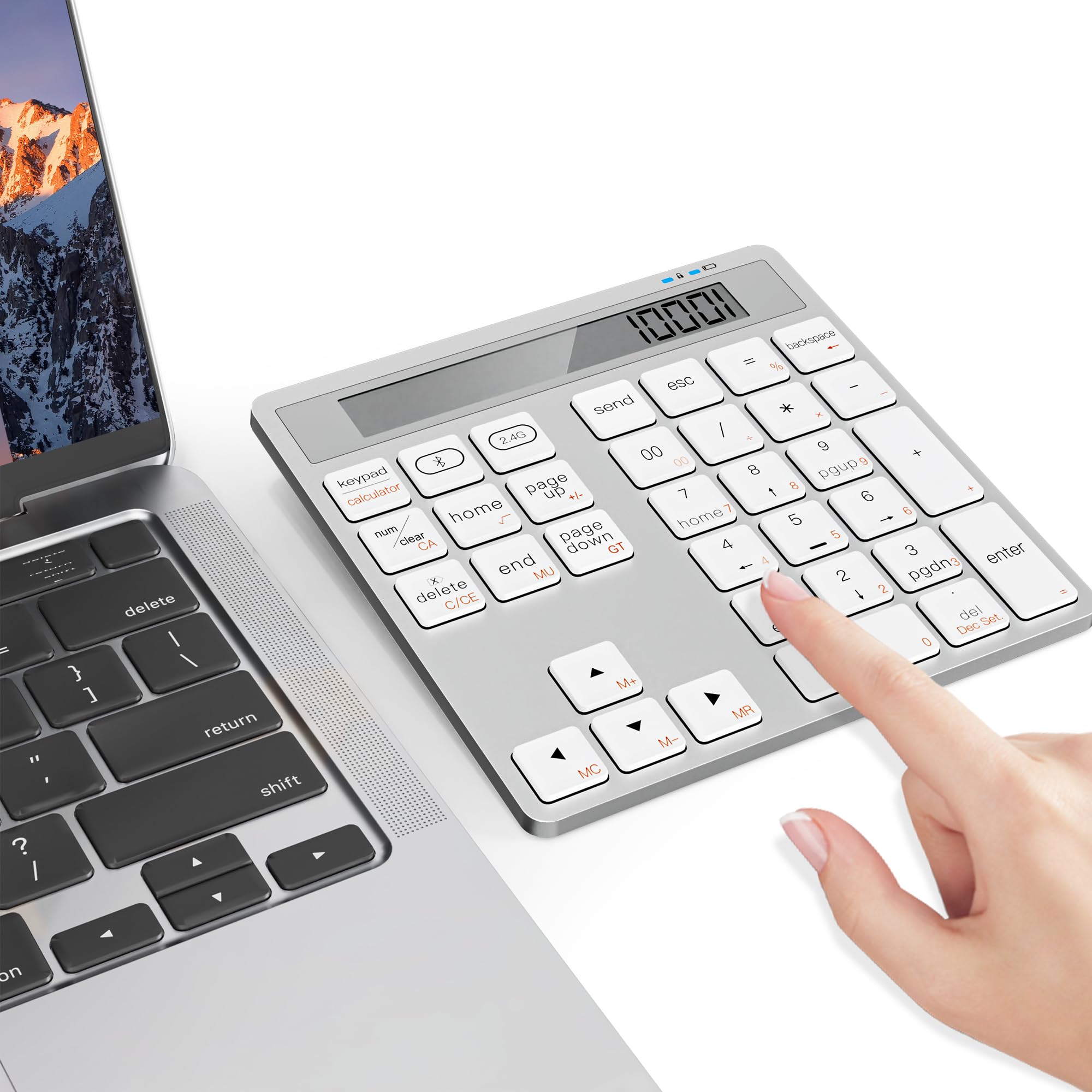 Numpad Bluetooth - Teclado numérico inalámbrico Bluetooth y 2,4 G con calculadora, teclado numérico inalámbrico de 34 teclas para Mac, MacBook portátil