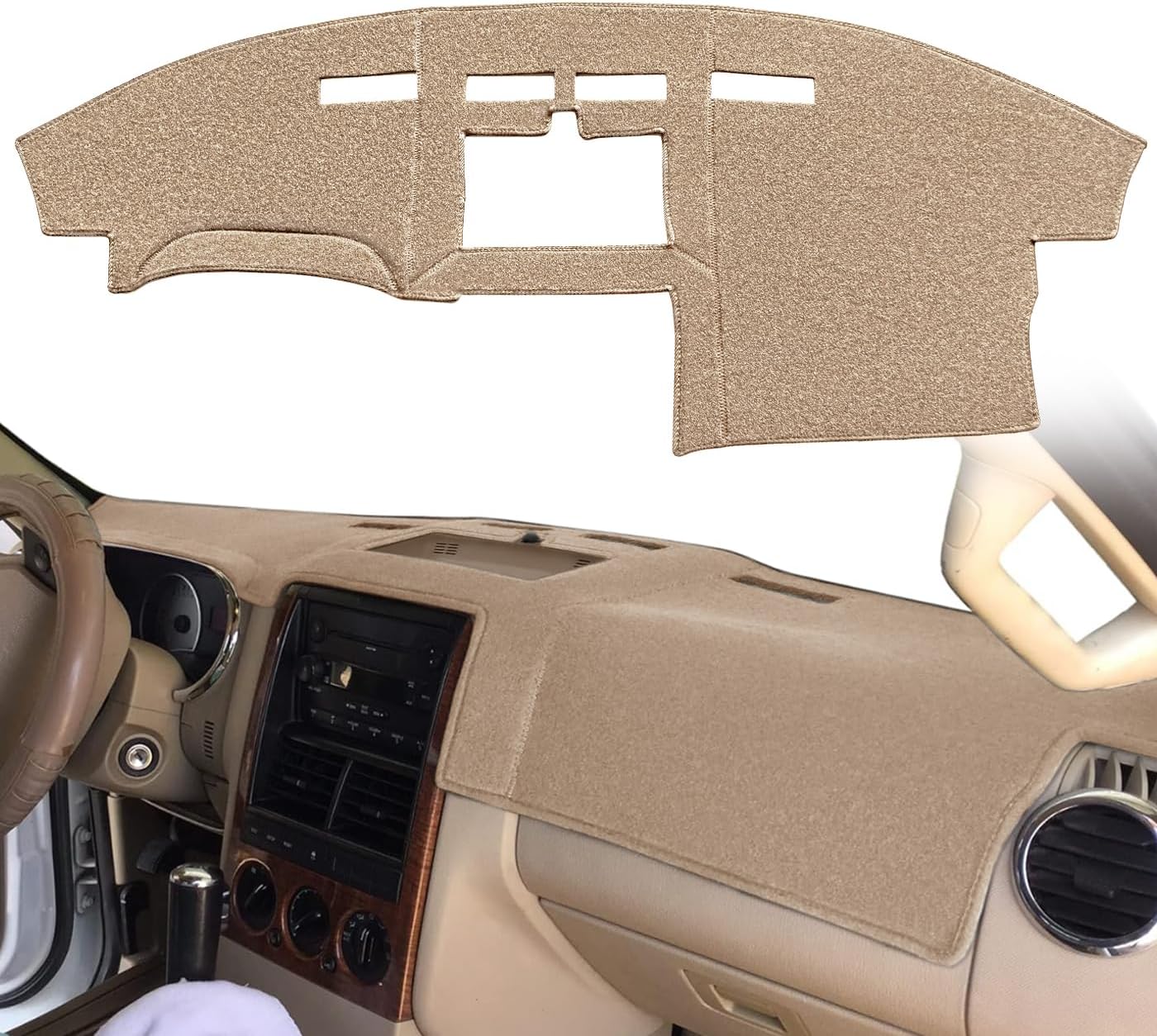 Dash Cover Mat Custom Fit for Ford Explorer/Explorer Sport Trac/Mercury Mountaineer,Dashboard Pad Cap Carpet Protector K198 (Beige)