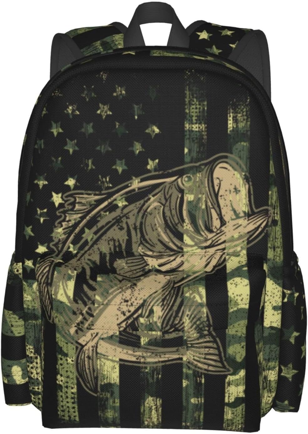 famliihw Camo Fish Backpack Bookbag Laptop Backpacks Multipurpose Daypack for Boys Girls School Men Women Travel Hiking
