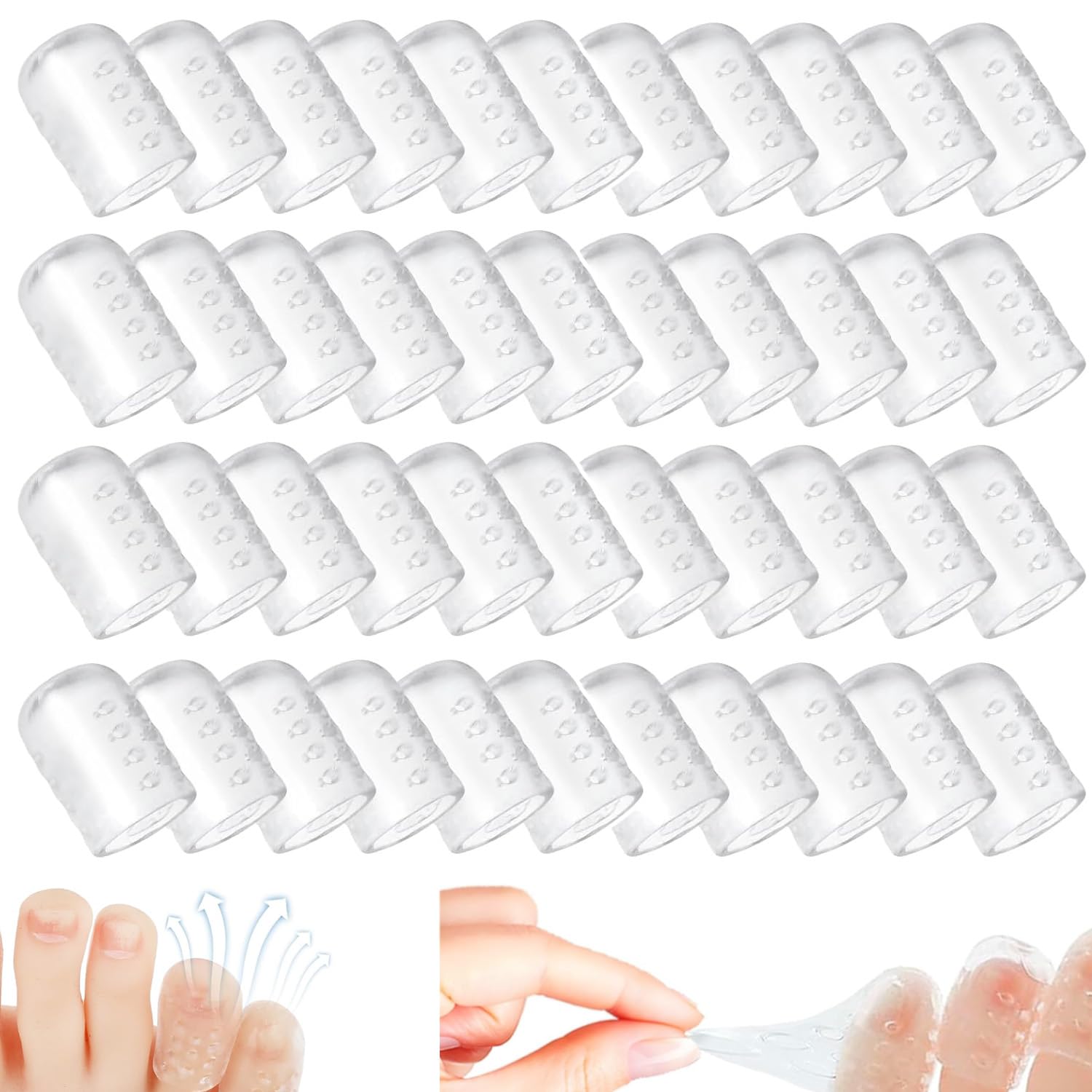 55 Piezas Protección de Dedo Del Pie Transparente, Silicona de Protección de Los Pies, Protección de Los Pies Silicona Transpirable, Silicona-Fricción de Protección de Los Pies Adecuado Caminar Correr