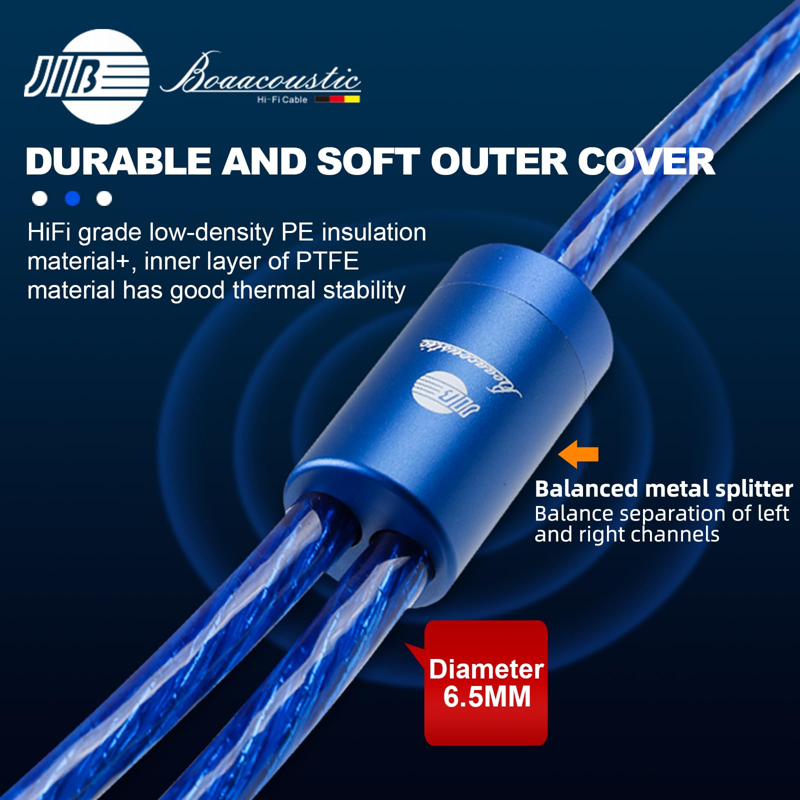 BOAACOUSTIC JIB Klinke auf Cinch Kabel S-OCC High End 3,5mm Aux Chinch Stereo Audio Kabel für TV, PC, Handy, MP3-Player, Lautsprecher, Heimkino, Autoradio, Verstärker 2m