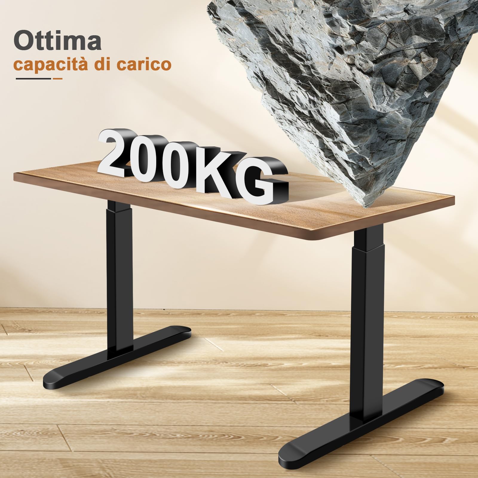 Scrivania Regolabile in Altezza con 2 Motori, Telaio Scrivania in Piedi Elettrico con 3 Funzioni Memoria e Blocco, Telaio da Scrivania Standing Desk da 71.5-117cm, Solo Telaio