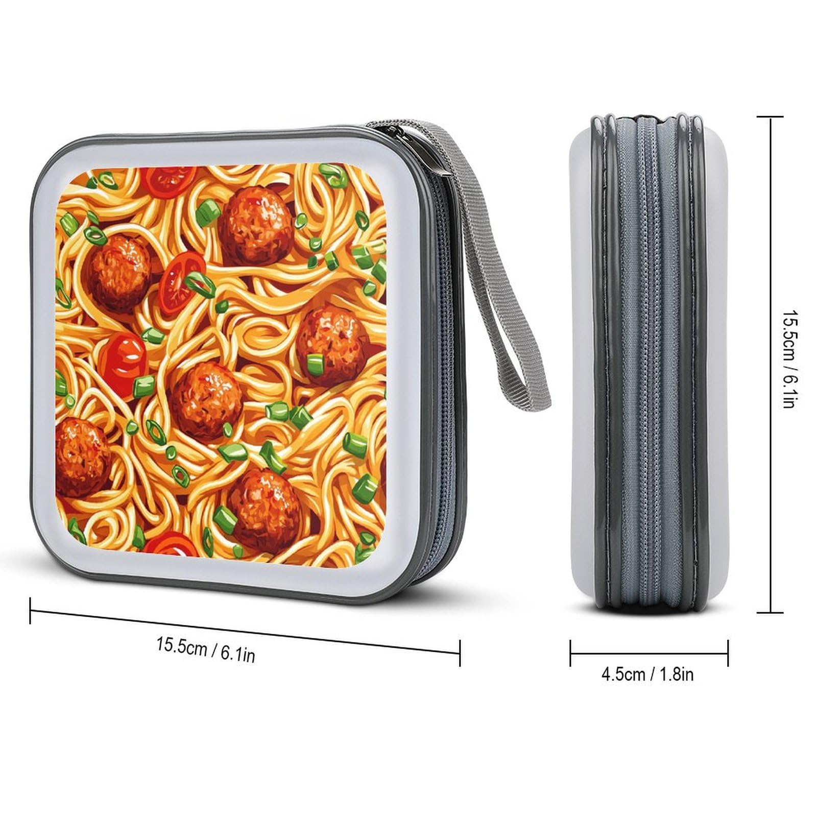 Italian Spaghetti Food Print Pasta CD Case Plastic DVD Case Holder Wallet Disc Storage Organizer for Car Travel