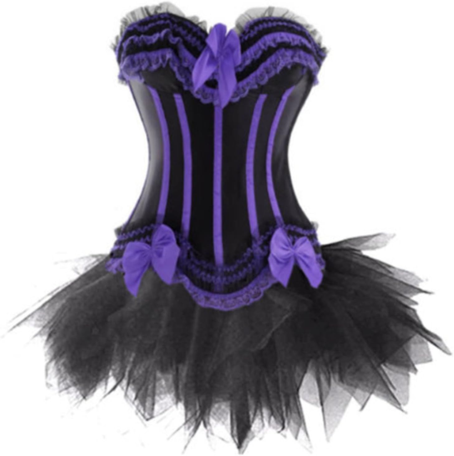 Pohiya Women Sexy Corset Tutu Burlesque Dancer Moulin Rouge Dress Witch Halloween Costume Purple L