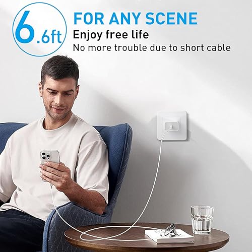 Miniatura 7 de Cargador de carga rápida para iPhone 14, 13, 12, 11 certificado MFi, paquete de 3 cargadores de pared PD de 20 W PD USB C con cable Lightning de 6.6