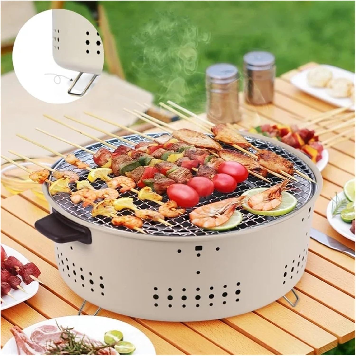 Portable Stainless Steel BBQ Grill - Split Round Rack for Outdoor Camping, Picnic, Tailgating, and Backyard BBQs - Durable, Easy to Clean, Perfect for Grilling Enthusiasts