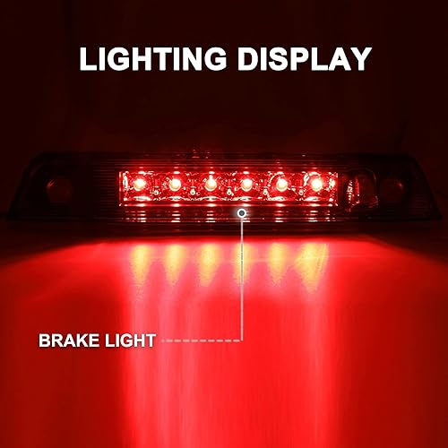 Miniatura 2 de Tercera luz de freno LED, luz de freno trasera de montaje alto, lámpara de carga para Jeep Grand Cherokee 2005-2010 (lente ahumado+carcasa cromada)