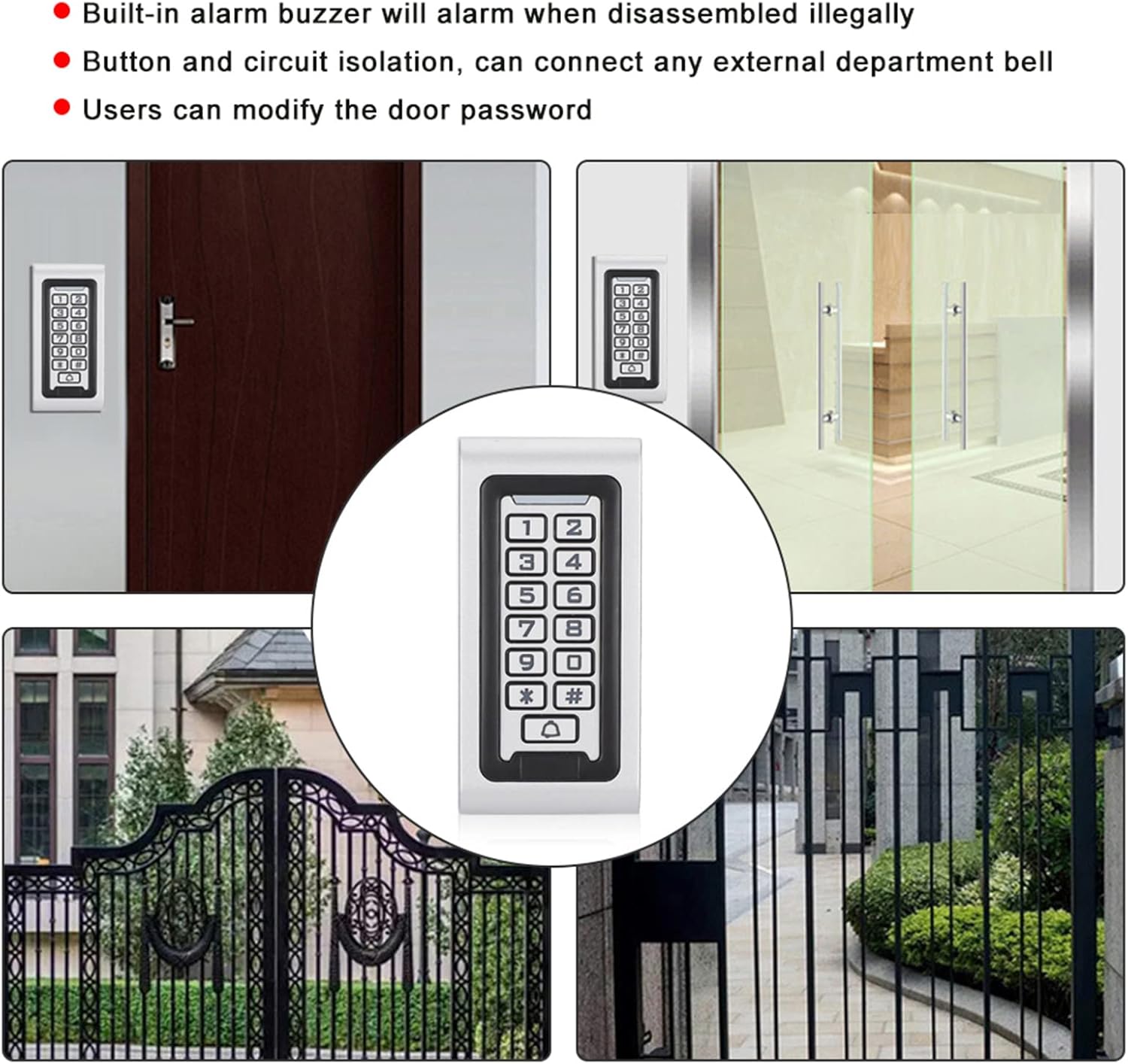 Keypad Access Control System RFID 125kHz Standalone Metal 2000 Users - Fast Door Unlock Under 0.1s, IP65 Waterproof, Secure Password & Card Management