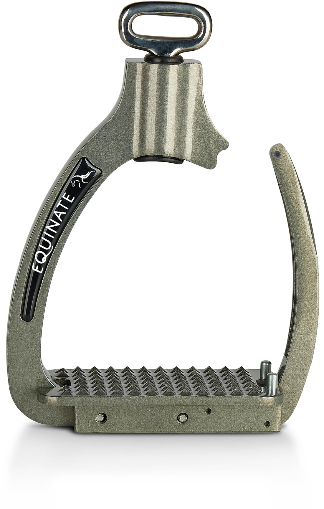 Equinate Kingswell - Estribos de seguridad (2 unidades, aluminio, ligeros, con brazo de seguridad y suspensión con resorte), color gris