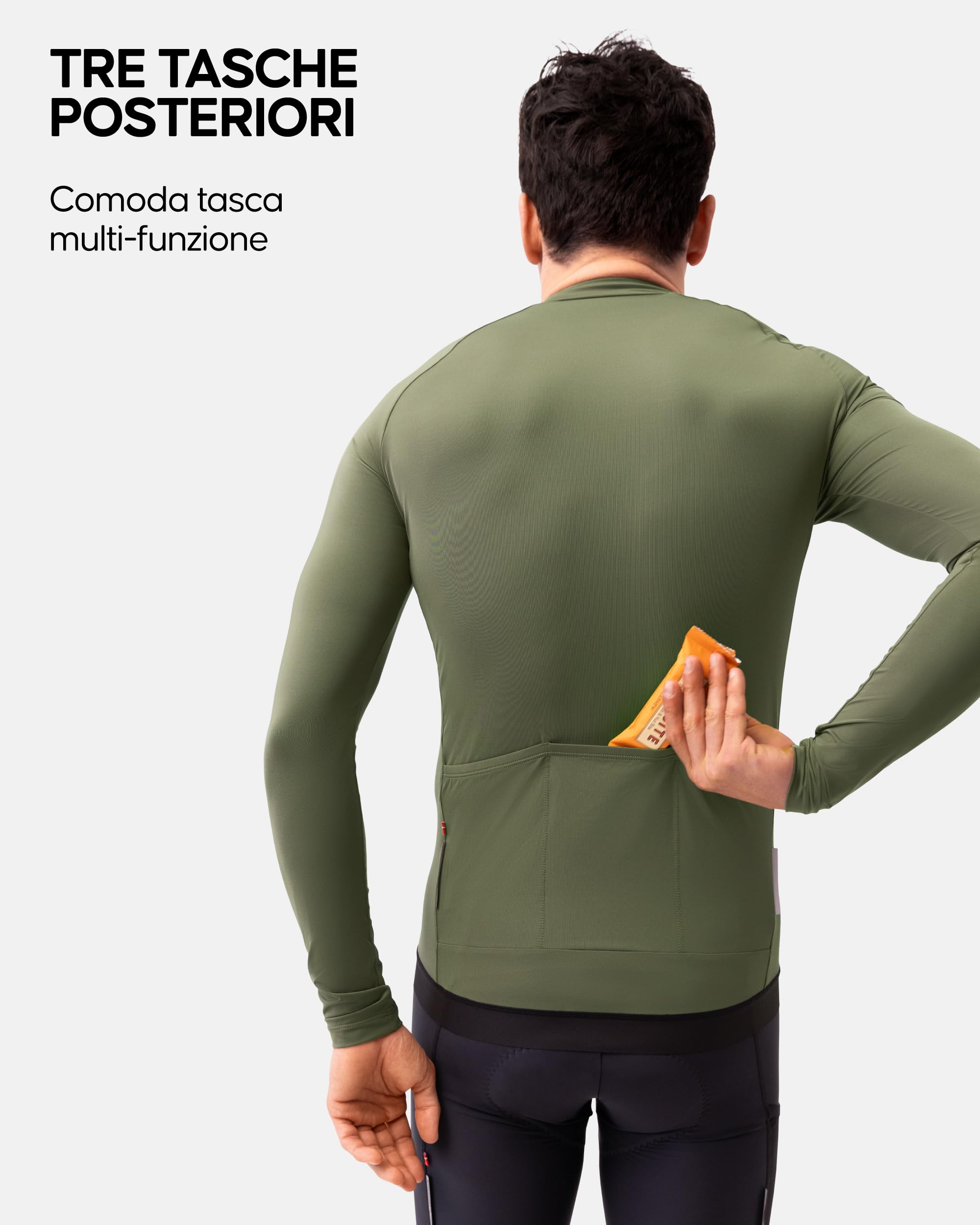 DANISH ENDURANCE Maglia da Ciclismo a Manica Lunga, Traspirante, Quick Dry, Tasche Posteriori, Dettagli Riflettenti, da Uomo