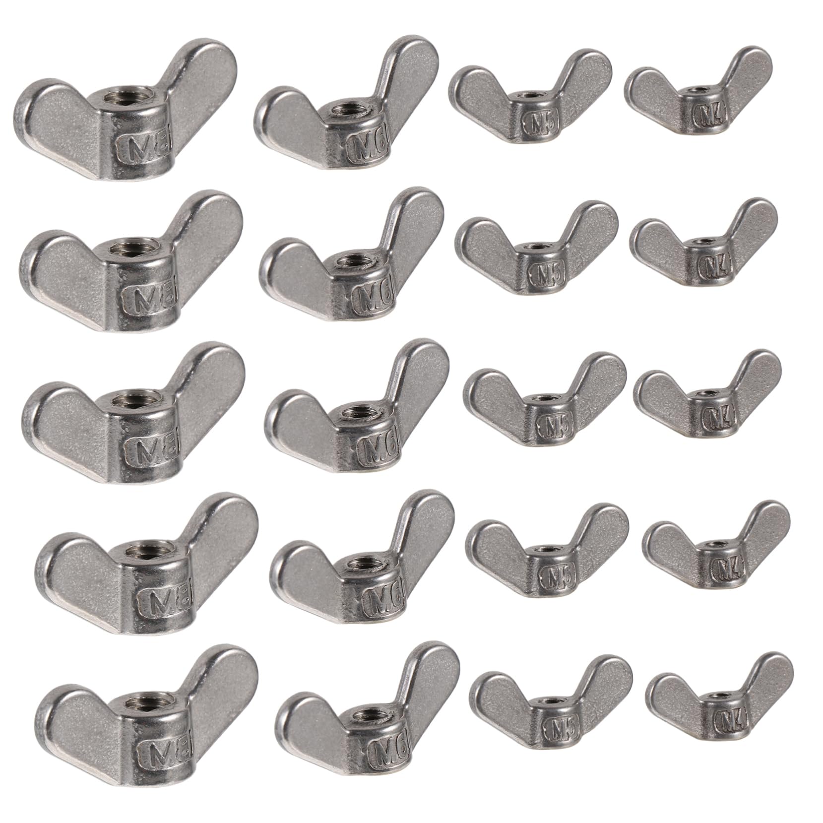 KICHOUSE 20 Pcs Metric Wing Nuts Assorted Hardware Nuts Kit Stainless Steel for Machines Electronics Furniture DIY Projects