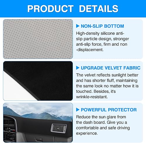 Vista 6 de Autorder Alfombrilla para tablero de instrumentos para Toyota 4Runner 1990-1995, accesorios para camioneta, cubierta de salpicadero, alfombrilla