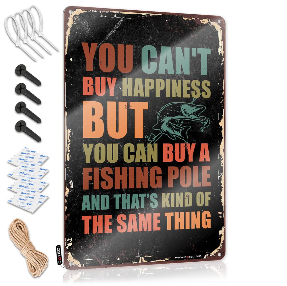 Fzfn Colour Fall Decor Fun | You Can't Buy Happiness But You Can Buy A Fishingpole Adorable Bar Decoration(30X40cm)