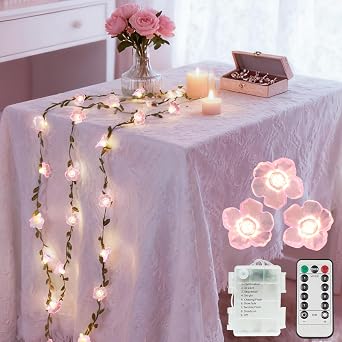 suddus 40 LED 12.8 ft Cherry Blossom Vine Lights Battery Powered with Timer