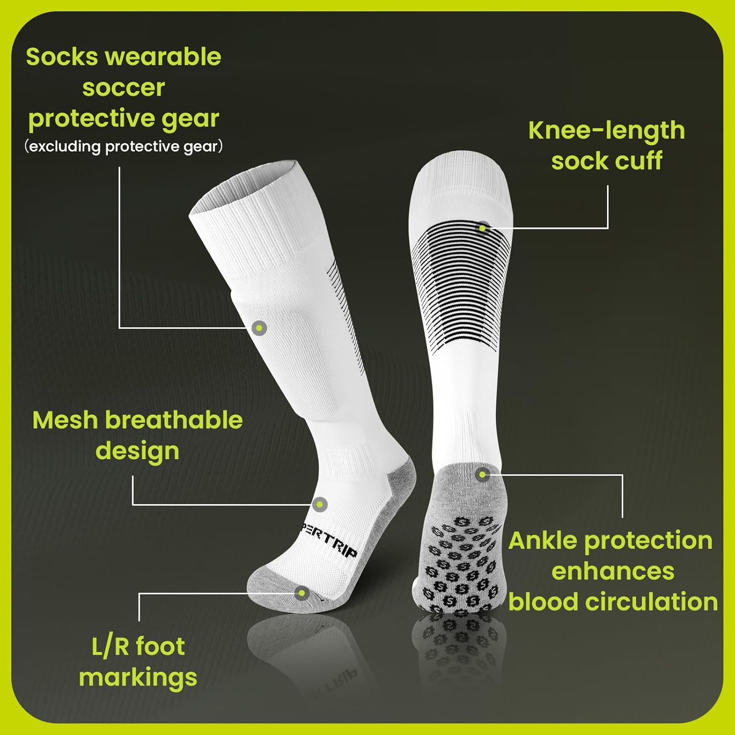Supertrip 3 Pairs Grip Socks Soccer for Youth Kids,Anti Slip Knee High Sport Socks - Football Basketball - Image 4