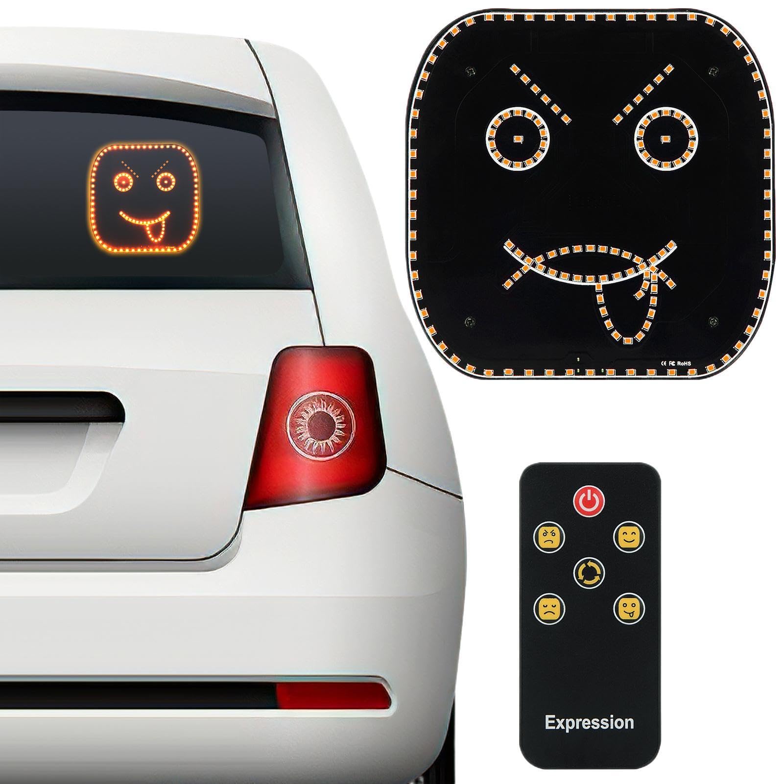 Expression Sign Light | Auto Warning Light LED Lights - Adjustable Modes Cute Car Decor Warning Remote Control Road Safety Sign for Truck SUV