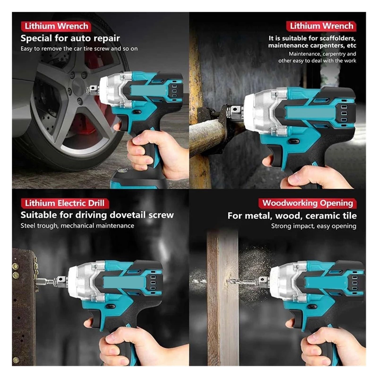 Llave de Impacto Llave De Impacto Eléctrica Sin Escobillas De Alto Torque, 520N.m, 1/2 Y 1/4 De Pulgada, Compatible con Batería De 18V(Type A Carton Set)
