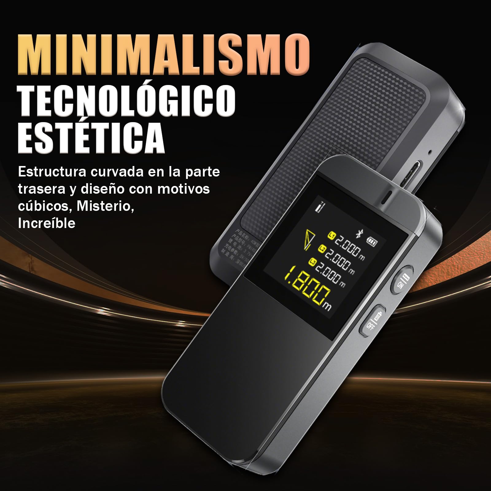 Telémetro Láser IR40 40m, Precisión ±2 mm, Medidor Laser Distancia con Bluetooth, Pantalla de Giro Automático, 8 Modos, Batería Recargable, para Bricolaje, Mide Distancia, Superficie, Volumen y Altura