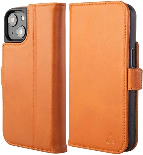 Miniatura 8 de Snakehive Funda de cuero para iPhone 13  Funda de piel auténtica con tarjetero  Funda tipo cartera con soporte  Compatible con iPhone 13  (marrón)