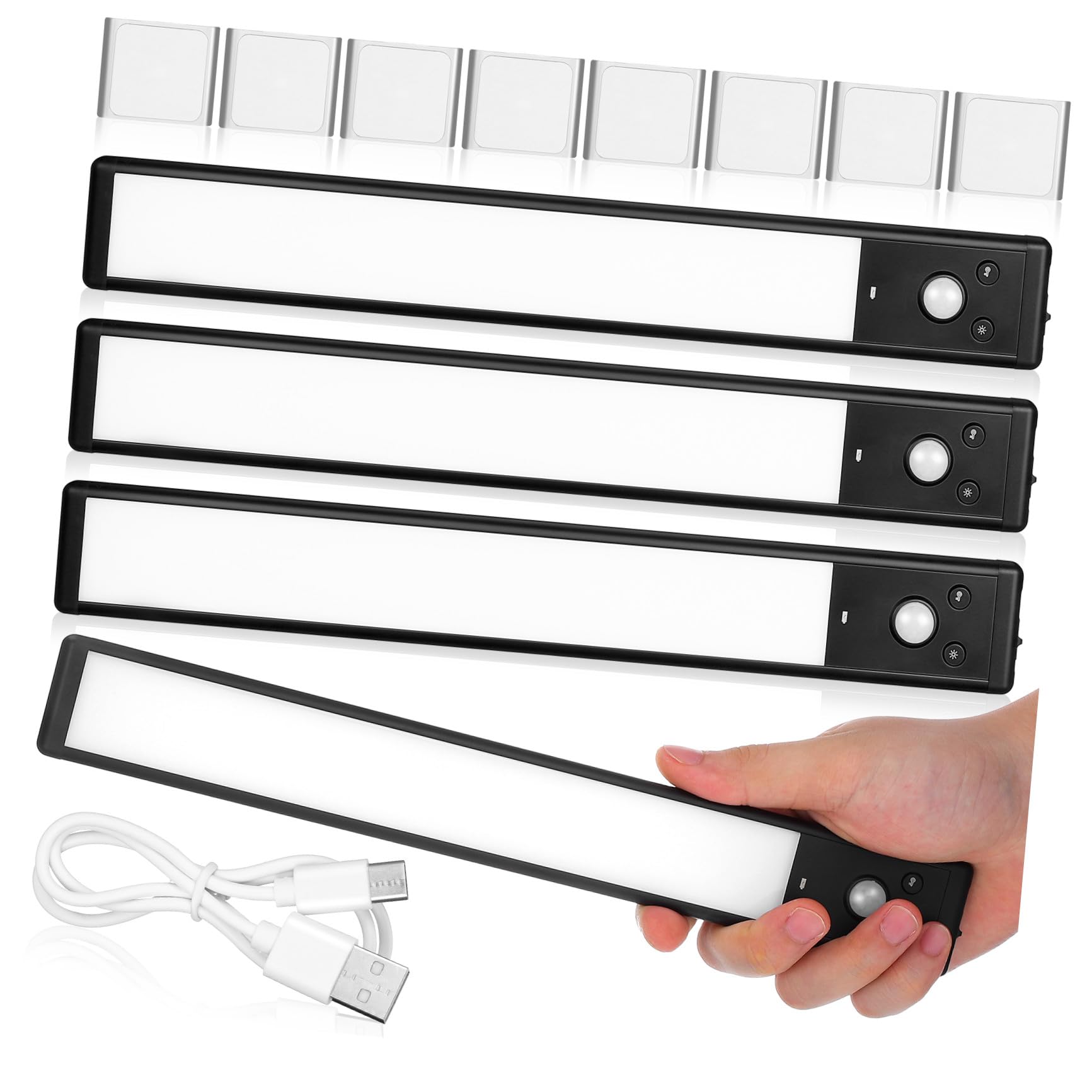 ORFOFE 4 Pezzi Di Luce Con Sensore Luce Morbida Luci Sottopensile Luci Sottopensile Per Cucina Per Mobili Attivate Dal Movimento