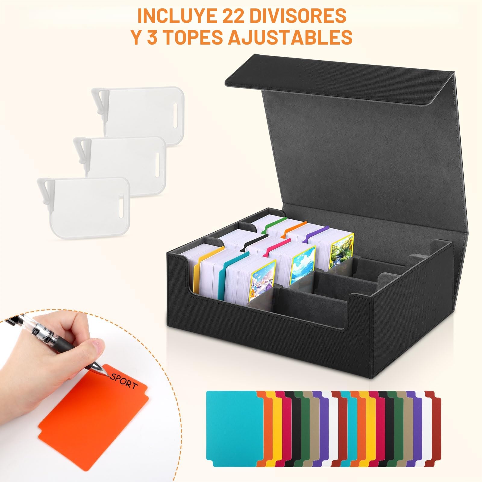 talifoca Caja de Cartas para MTG, Caja para cartas Magic the Gathering para 1800+ Cartas, Card Deck Box, Cajas de Almacenamiento de Tarjetas Coleccionables con 22 Divisores, for MTG, YuGiOh, TCG