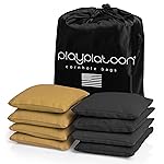 Play Platoon Weather Resistant Cornhole Bags - Set of 8 Regulation Corn Hole Bean Bags - Gold & Black - Durable Duck Cloth Corn Hole Bags for Tossing Game, Includes Tote Bag