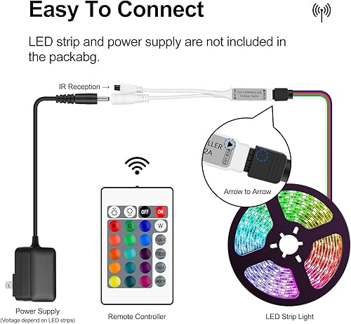 Vista 22 de RGBZONE Controlador LED Bluetooth RGB, controlador de tira de luces LED de música inteligente de 4 pines, control remoto IR de 40 teclas para tiras