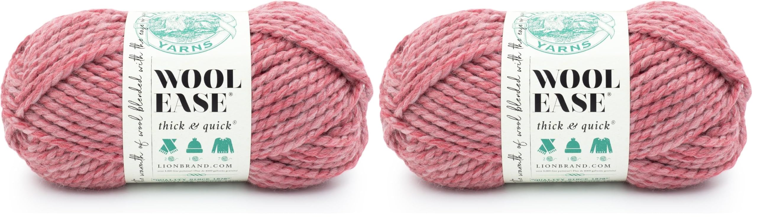 Lion Brand Yarn Woolease Thick &amp; Quick Yarn, 2 Pack, Potion