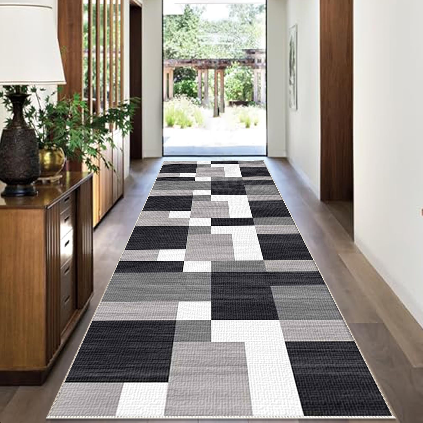 EYKWKB Carpet Runner for Hallways, Washable Kitchen Runner Rug, Modern Corridors Carpet, Long Hallway Hall Runner, Narrow Area Rug Runner for Bathroom Living Room Bedroom Laundry Room 70 x 140 cm