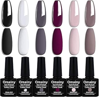Omainy Smalto Semipermanente Smalti Semipermanenti Per Unghie Nail Polish UV LED Gel Unghie (Kit di 6 pcs 7.3ML/pc) 010