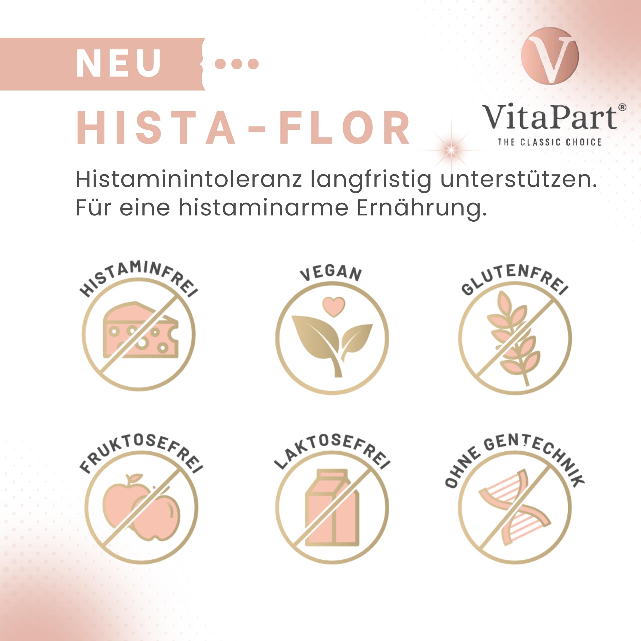 Hista-Flor - 60 Kapseln bei Histaminintoleranz, 20 Mrd. Bifidobakterien und Milchsäurebakterien, magensaftresistent und mikroverkapselt, vegan, frei von Histamin, Laktose, Fruktose und Gluten